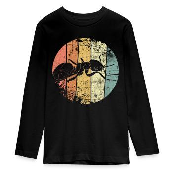 Ant - Teenager Premium Organic Long Sleeve Shirt - black - Front - AI Model Kid Female (0cm)