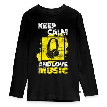 Music - Teenager Premium Organic Long Sleeve Shirt - black - Front - AI Model Kid Female (0cm)