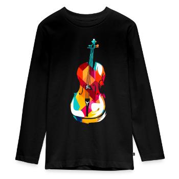 Polygone de violoncelle - T-shirt manches longues Premium Ado - noir - Devant - AI Model Kid Female (0cm)