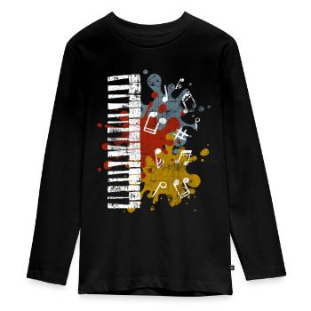 Klavier - Teenager Premium Bio Langarmshirt - Schwarz - Vorne - AI Model Kid Female (0cm)