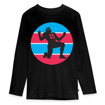 American football - Teenager Premium Organic Long Sleeve Shirt - black - Front - AI Model Kid Female (0cm)