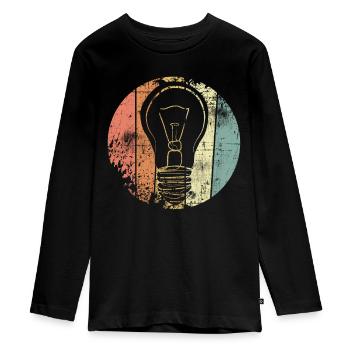 Light bulb - Teenager Premium Organic Long Sleeve Shirt - black - Front - AI Model Kid Female (0cm)
