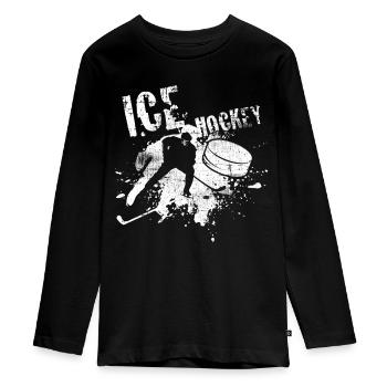 Eishockey - Teenager Premium Bio Langarmshirt - Schwarz - Vorne - AI Model Kid Female (0cm)