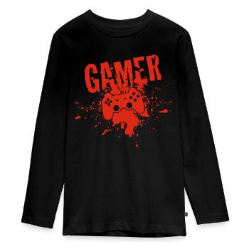 Gamer - T-shirt manches longues Premium Ado - noir - Devant - AI Model Kid Female (0cm)
