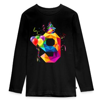 9. GEBURTSTAG - GEBURTSTAGSKIND - 9 JAHRE ALT - Teenager Premium Bio Langarmshirt - Schwarz - Vorne - AI Model Kid Female (0cm)