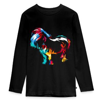Shetland pony gift - Teenager Premium Organic Long Sleeve Shirt - black - Front - AI Model Kid Female (0cm)