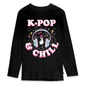K-Pop - T-shirt manches longues Premium Ado - noir - Devant - AI Model Kid Female (0cm)