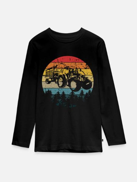 Traktor - Teenager Premium Bio Langarmshirt - Schwarz
