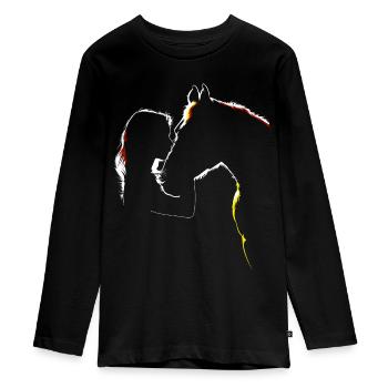 Silhouette de fille de cheval - T-shirt manches longues Premium Ado - noir - Devant - AI Model Kid Female (0cm)