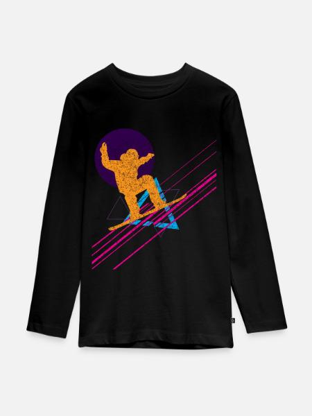 Snowboard Winterurlaub Schnee - Teenager Premium Bio Langarmshirt - Schwarz