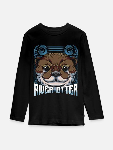 Otter - Teenager Premium Bio Langarmshirt - Schwarz