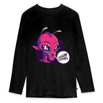 Alien - Teenager Premium Bio Langarmshirt - Schwarz - Vorne - AI Model Kid Female (0cm)