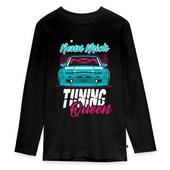 Tuning Königin Frau Tuner Tuning Auto Sportwagen - Teenager Premium Bio Langarmshirt - Schwarz - Vorne - AI Model Kid Female (0cm)