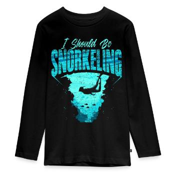 Schnorcheln Taucherflossen Taucher - Teenager Premium Bio Langarmshirt - Schwarz - Vorne - AI Model Kid Female (0cm)