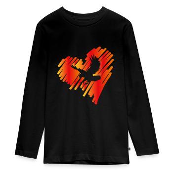 Heart with Eagle Golden Eagle Osprey White-tailed Eagle - Teenager Premium Organic Long Sleeve Shirt - black - Front - AI Model Kid Female (0cm)