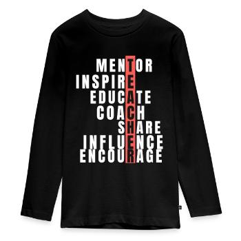 Lærer - Premium økologisk langærmet T-shirt til teenagere - sort - Foran - AI Model Kid Female (0cm)
