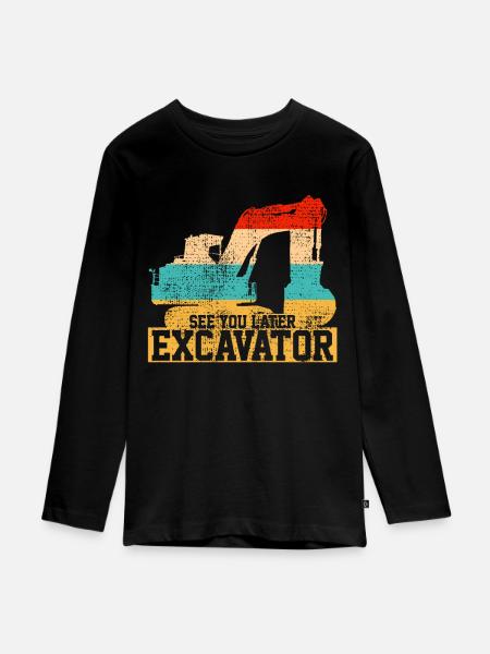 Bagger LKW Bagger - Teenager Premium Bio Langarmshirt - Schwarz