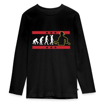 EVOLUTION FEUERWEHRMANN FEUERWEHR FIREFIGHTER - Teenager Premium Bio Langarmshirt - Schwarz - Vorne - AI Model Kid Female (0cm)
