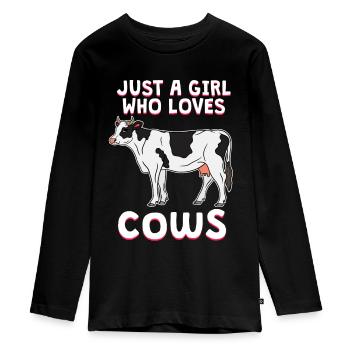 vaches agriculteurs ferme fermière agriculteur cadeau - T-shirt manches longues Premium Ado - noir - Devant - AI Model Kid Female (0cm)
