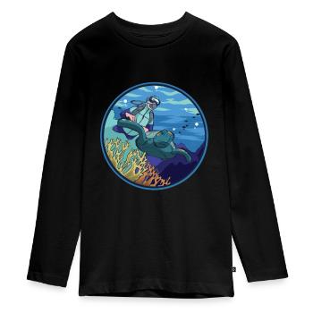 Schildkröten Riff Taucher - Teenager Premium Bio Langarmshirt - Schwarz - Vorne - AI Model Kid Female (0cm)