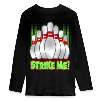 Bowling skittles sport cones - Teenager Premium Organic Long Sleeve Shirt - black - Front - AI Model Kid Female (0cm)