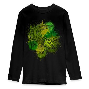 Krokodil Aligator Raubtier Reptilien Geschenk - Teenager Premium Bio Langarmshirt - Schwarz - Vorne - AI Model Kid Female (0cm)