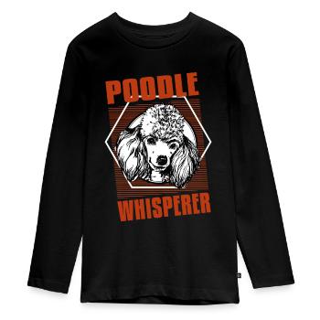 poodle whisperer retro t-shirt - Teenager Premium Bio Langarmshirt - Schwarz - Vorne - AI Model Kid Female (0cm)