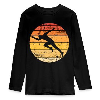 Sprinter Silhouette - Teenager Premium Bio Langarmshirt - Schwarz - Vorne - AI Model Kid Female (0cm)