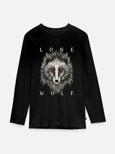 Lone Wolf Illustration Geschenk - Teenager Premium Bio Langarmshirt - Schwarz
