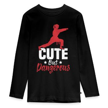 Karaté Girl Combat Sport Femmes Cadeau - T-shirt manches longues Premium Ado - noir - Devant - AI Model Kid Female (0cm)