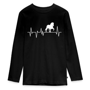 Pferde Herzschlag Reitsport Reiten Reiterin - Teenager Premium Bio Langarmshirt - Schwarz - Vorne - AI Model Kid Female (0cm)