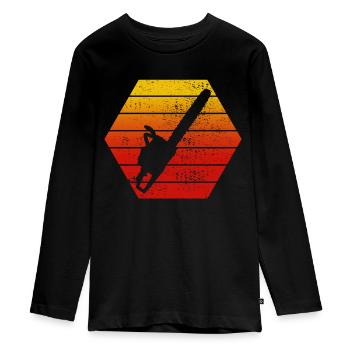 scie à chaîne - T-shirt manches longues Premium Ado - noir - Devant - AI Model Kid Female (0cm)