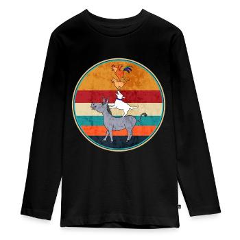 Bremer Stadtmusikanten, Geschenk aus Bremen - Teenager Premium Bio Langarmshirt - Schwarz - Vorne - AI Model Kid Female (0cm)