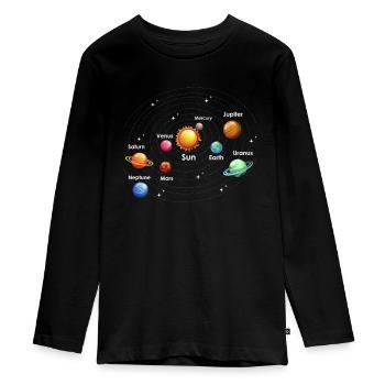 Universum Planeten - Teenager Premium Bio Langarmshirt - Schwarz - Vorne - AI Model Kid Female (0cm)