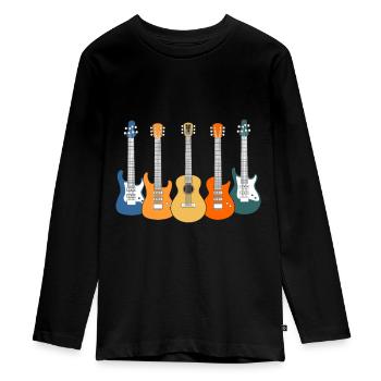 Gitarren - Teenager Premium Bio Langarmshirt - Schwarz - Vorne - AI Model Kid Female (0cm)