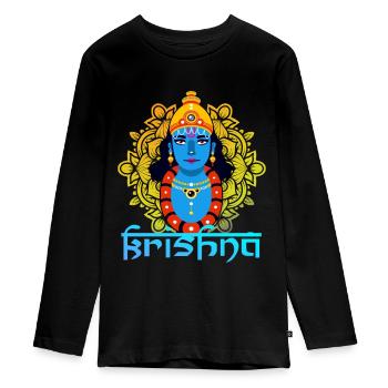 Krishna Mandala Hinduismus Geschenk - Teenager Premium Bio Langarmshirt - Schwarz - Vorne - AI Model Kid Female (0cm)