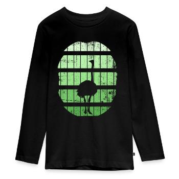 autruche - T-shirt manches longues Premium Ado - noir - Devant - AI Model Kid Female (0cm)