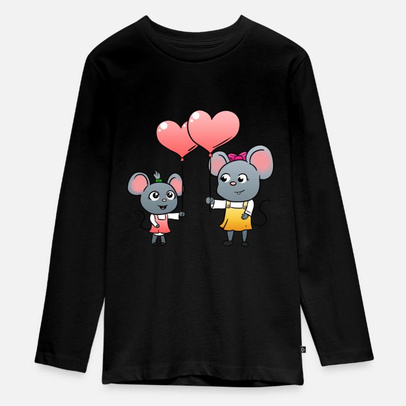 Mäuse - Teenager Premium Bio Langarmshirt - Schwarz