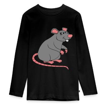 rat - Teenager Premium Organic Long Sleeve Shirt - black - Front - AI Model Kid Female (0cm)