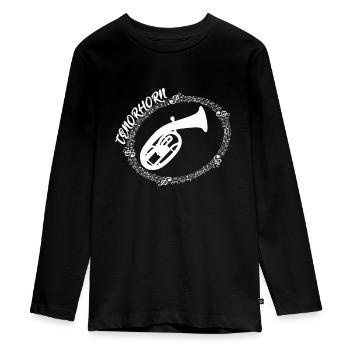 Tenorhorn - Teenager Premium Bio Langarmshirt - Schwarz - Vorne - AI Model Kid Female (0cm)
