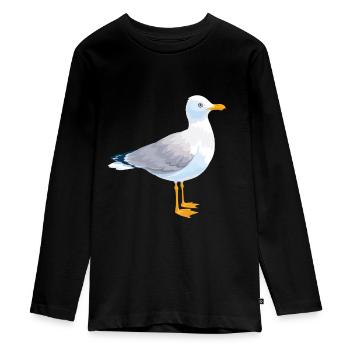 Tshirt mouettes oiseaux de mer - T-shirt manches longues Premium Ado - noir - Devant - AI Model Kid Female (0cm)