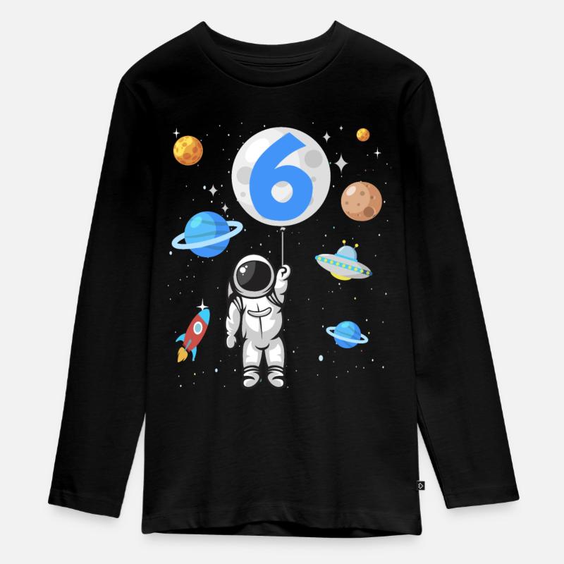 Astronaute fusée 6ème anniversaire de l’espace 6 ans - T-shirt manches longues Premium Ado - noir