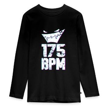 175 150 BPM Hardstyle Raver Trance House Techno - Teenager Premium Organic Long Sleeve Shirt - black - Front - AI Model Kid Female (0cm)