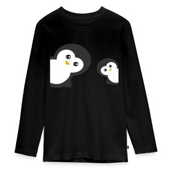 Pinguin - Teenager Premium Bio Langarmshirt - Schwarz - Vorne - AI Model Kid Female (0cm)