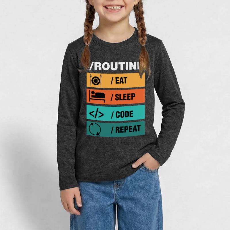 Eat Sleep Code Repeat Programmierer Teenager Premium Bio Langarmshirt