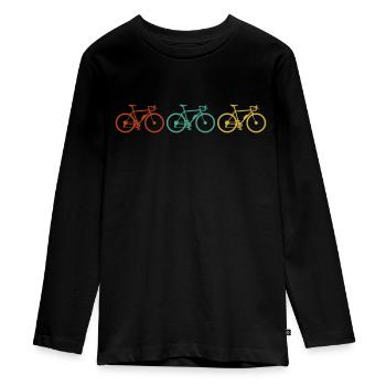 Vélo de route vélos fixie vintage retro cadeau - T-shirt manches longues Premium Ado - noir - Devant - AI Model Kid Female (0cm)