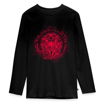 Azteken Mayas Aztekischer Kalender Mexiko - Teenager Premium Bio Langarmshirt - Schwarz - Vorne - AI Model Kid Female (0cm)