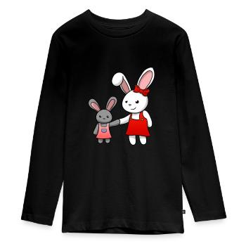 Lapin mignon lapins - T-shirt manches longues Premium Ado - noir - Devant - AI Model Kid Female (0cm)