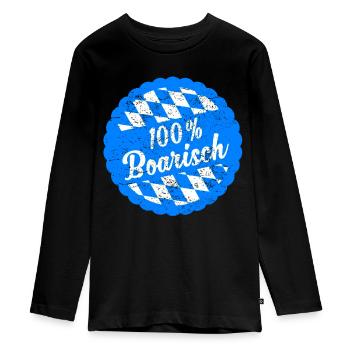 Bayern Bayerisch 100% Boarisch Geschenk - Teenager Premium Bio Langarmshirt - Schwarz - Vorne - AI Model Kid Female (0cm)