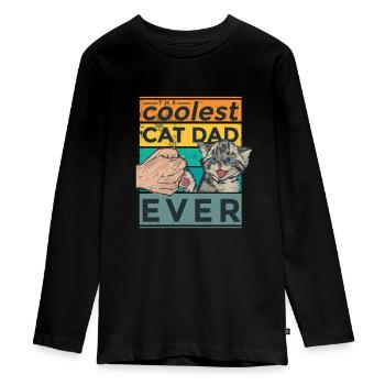 Coolest Cat Dad ever, cute cat lover TShirt - Teenager Premium Organic Long Sleeve Shirt - black - Front - AI Model Kid Female (0cm)